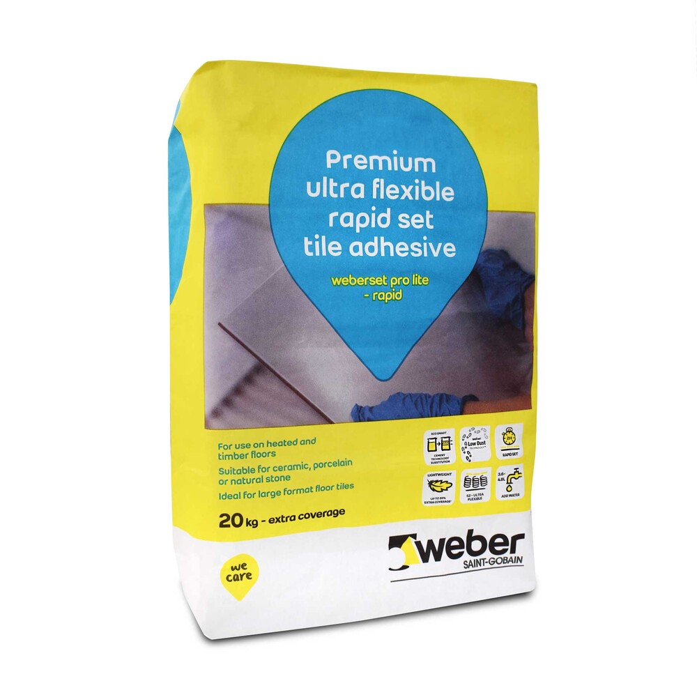weberset pro lite rapid Lightweight floor tile adhesive er UK